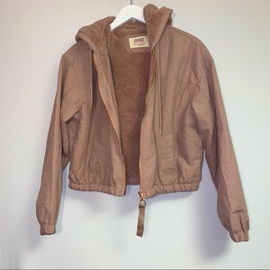 Cropped Sherpa lined hooded jacket